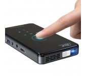 Мини-проектор DLP X2 карманный беспроводной работа от аккумулятора подключение USB флешки и MicroSD встроенные динамики сенсорное управление WIFI Bluetooth HDMI USB AUX (Черный)